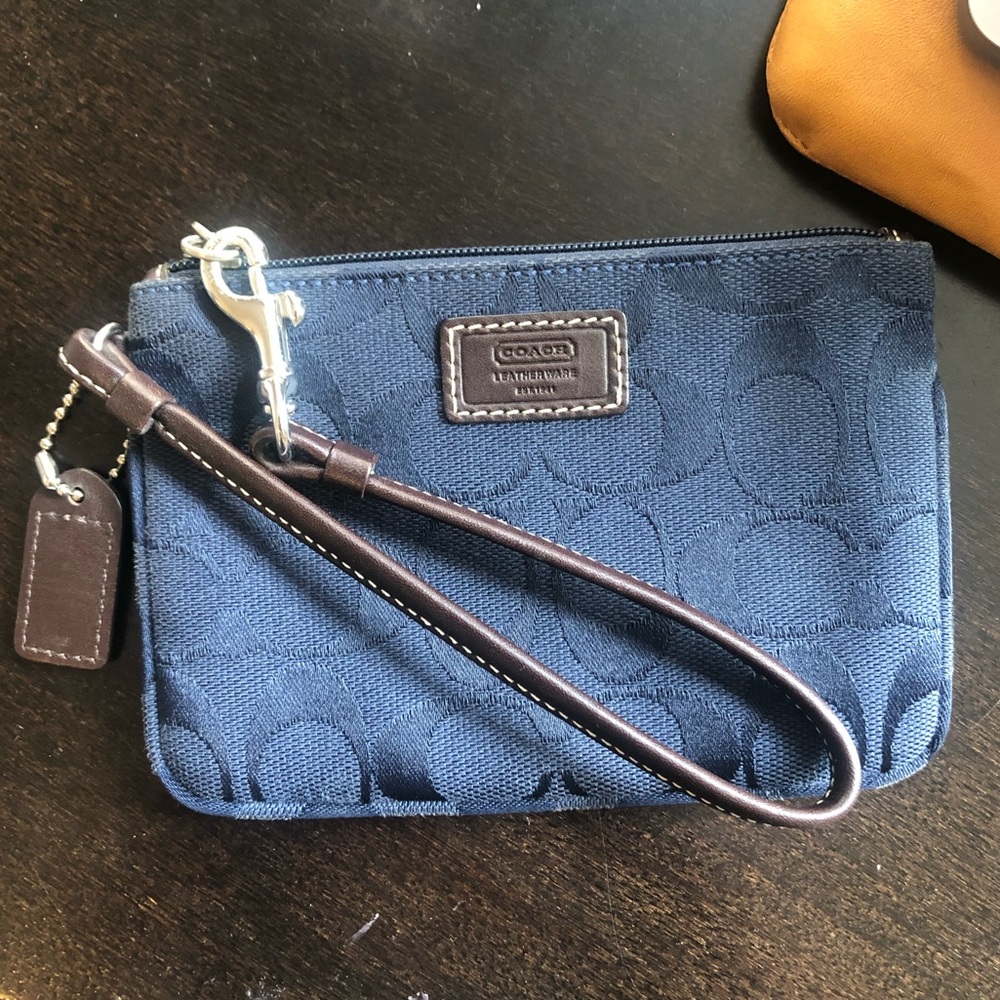 Navy Coach Wristlet